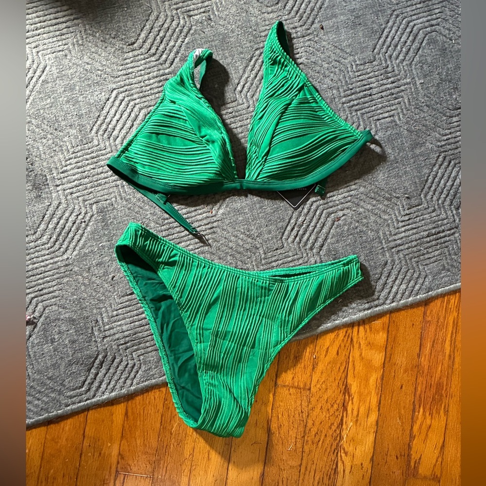 Zaful Green Textured Bikini Bottom